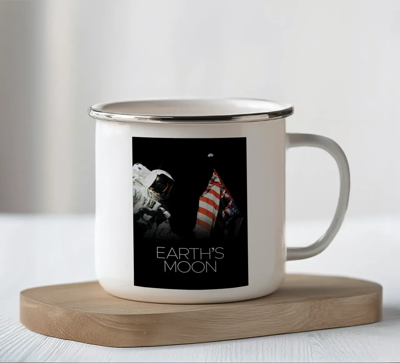 Poster dell'astronauta della NASA sulla luna tazza in smalto da 🎁 ARTVI-SHOP