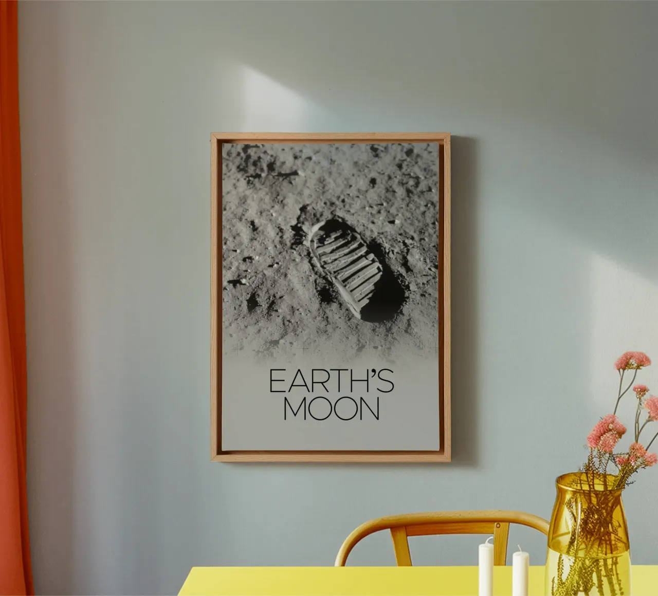 Póster de un astronauta de la NASA en la Luna lienzo con Marco flotante de 🎁 ARTVI-SHOP