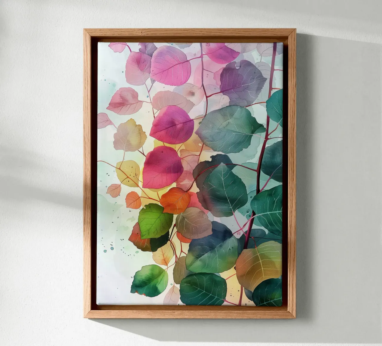 Colori botanici foglie arte della natura tela con Cornice a cassetta da Justyna Jaszke JBJart