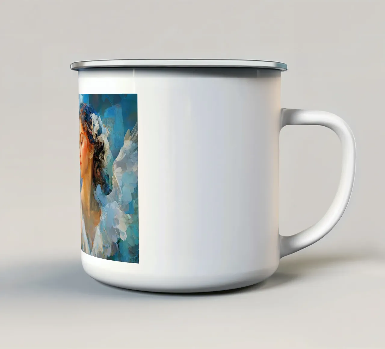 Angelo Arcangelo Fede Speranza Pace Amore tazza in smalto da Nikis Art Studio