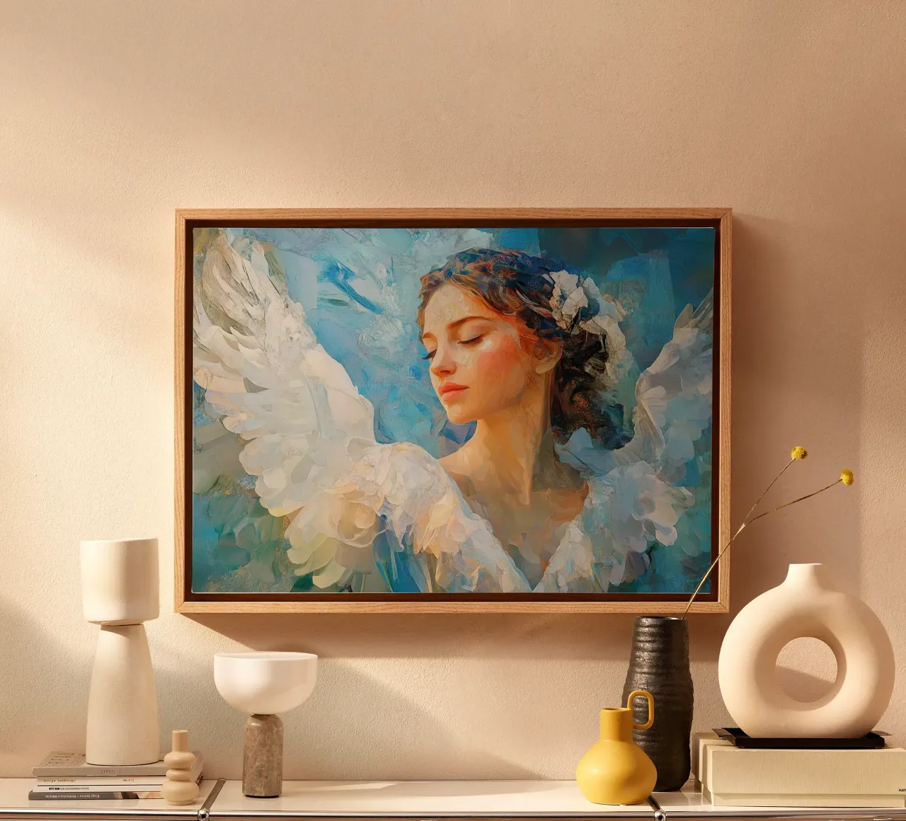 Angelo Arcangelo Fede Speranza Pace Amore tela con Cornice a cassetta da Nikis Art Studio