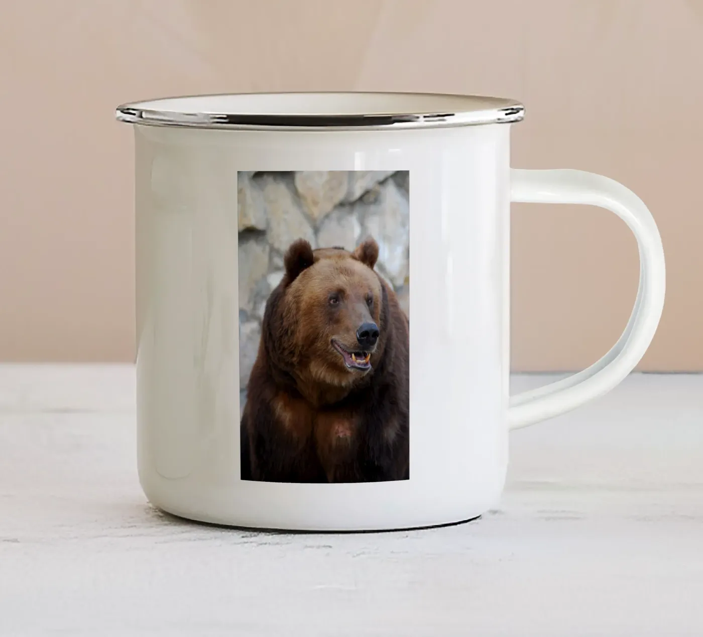 Bear enamel mug by Alexey