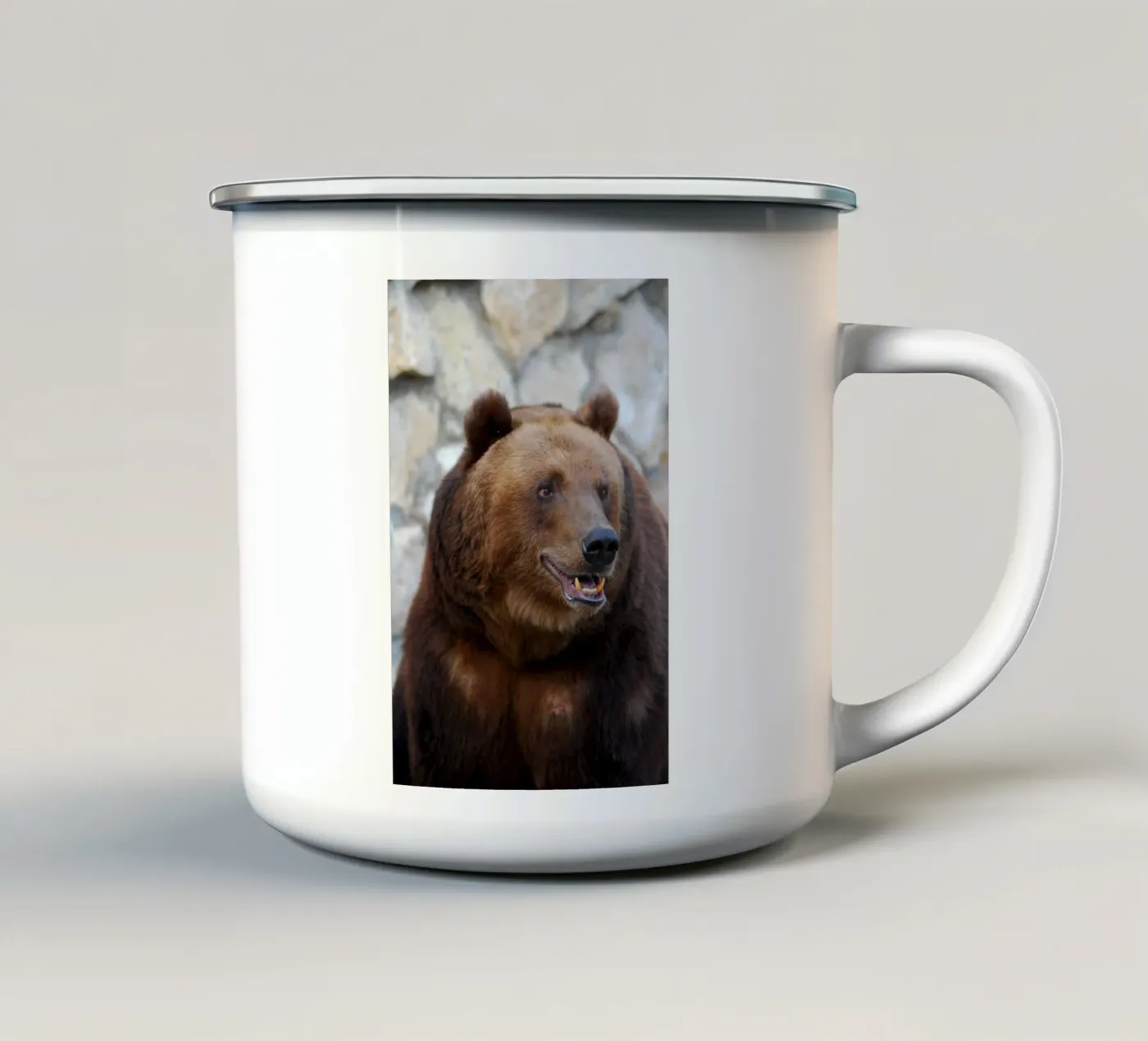 Bear enamel mug by Alexey