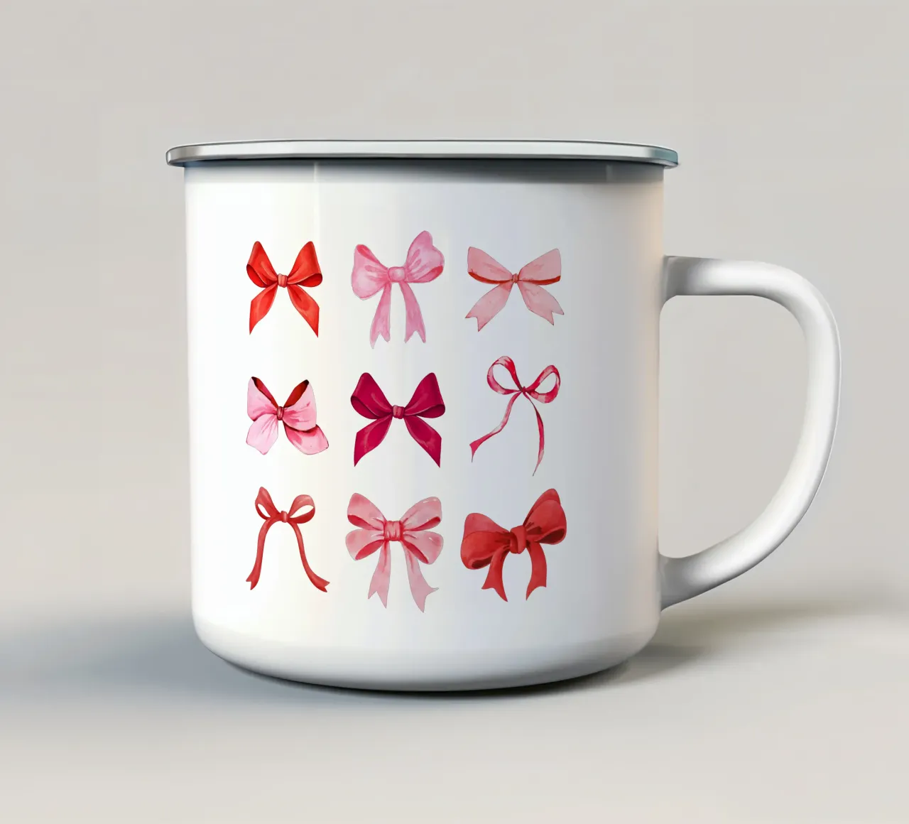 Coquette Red and Pink Bows enamel mug by Coquette Club