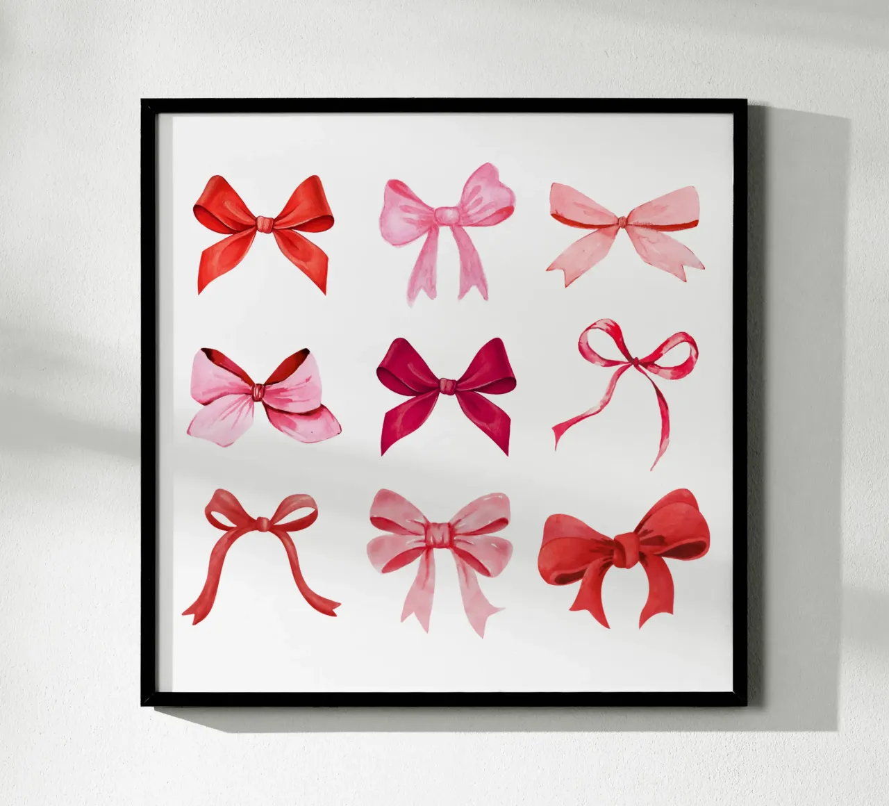 Coquette Fiocchi rossi e rosa poster con telaio in legno da Coquette Club
