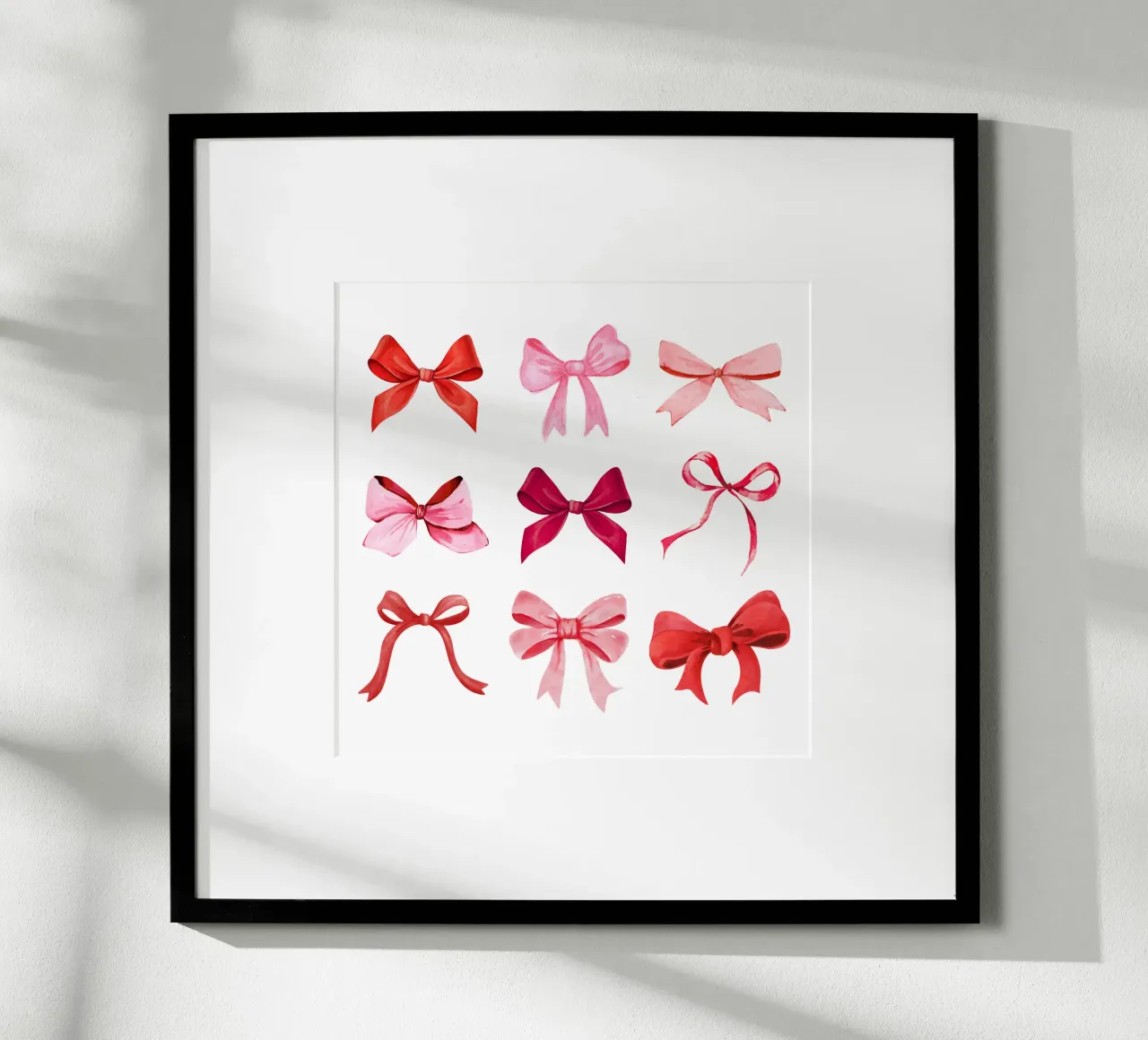 Coquette Fiocchi rossi e rosa poster con telaio in legno da Coquette Club