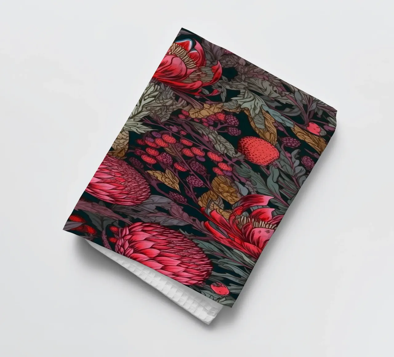 Flowers red nature art tea towel by Justyna Jaszke JBJart