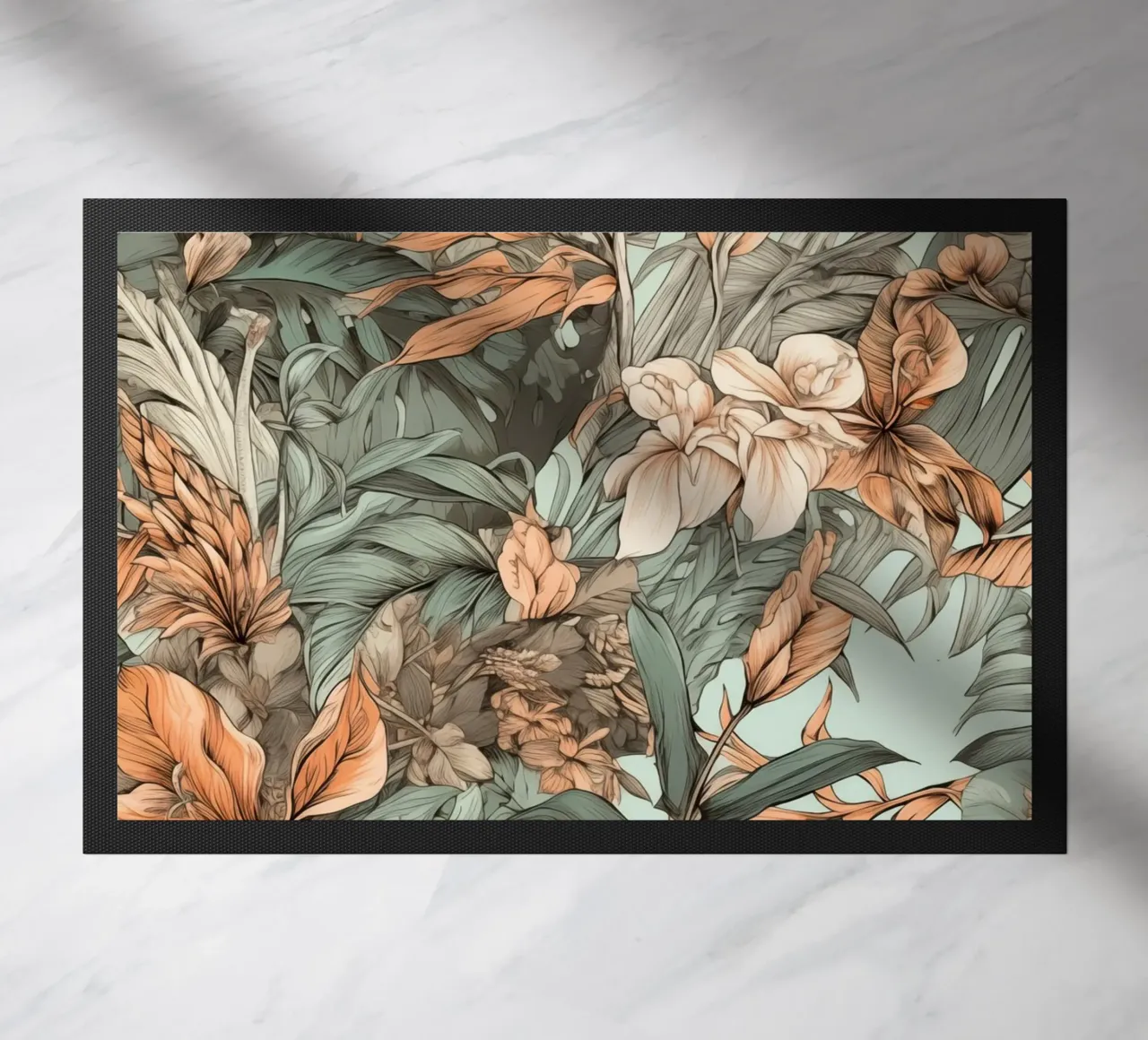 Modello di fiori e foglie della natura zerbino da Justyna Jaszke JBJart