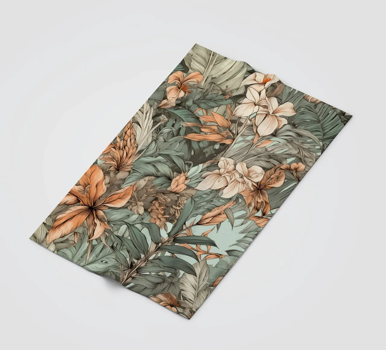 Modello di fiori e foglie della natura coperta in pile da Justyna Jaszke JBJart