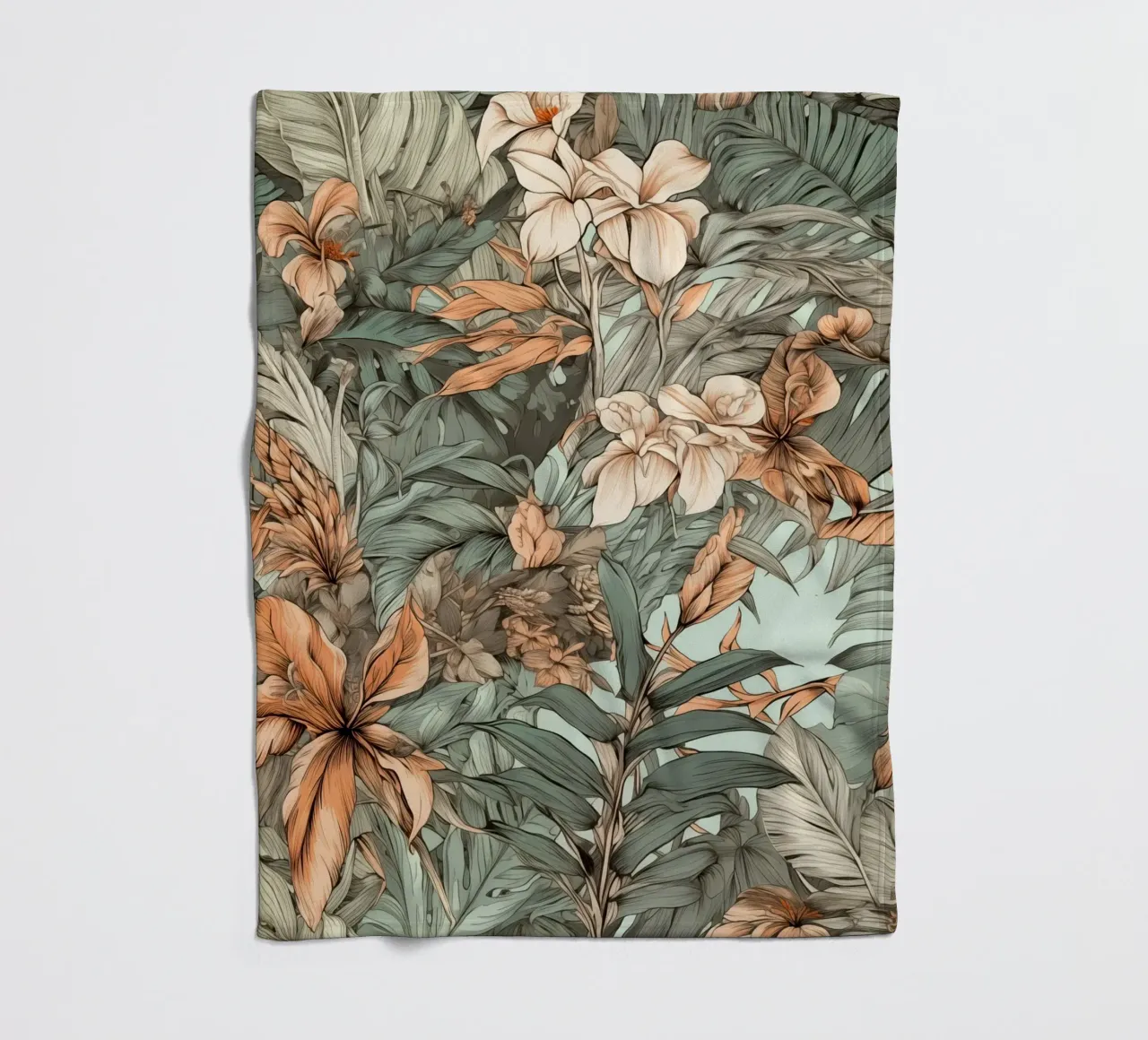 Modello di fiori e foglie della natura coperta in pile da Justyna Jaszke JBJart