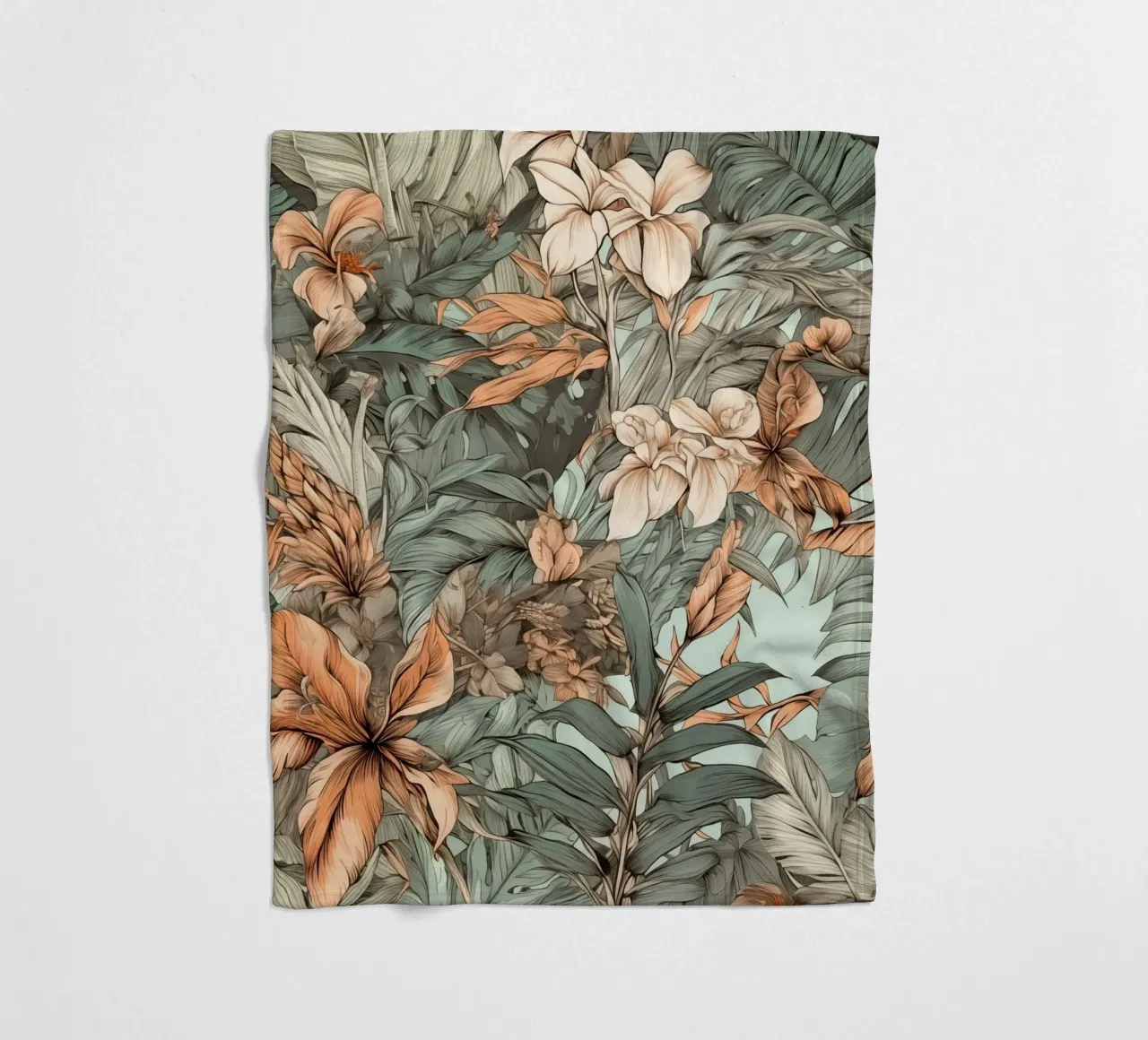 Modello di fiori e foglie della natura coperta in pile da Justyna Jaszke JBJart