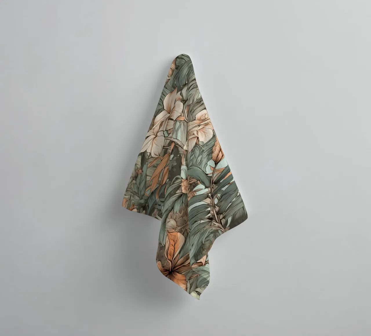 Nature flowers and leaves pattern towel by Justyna Jaszke JBJart