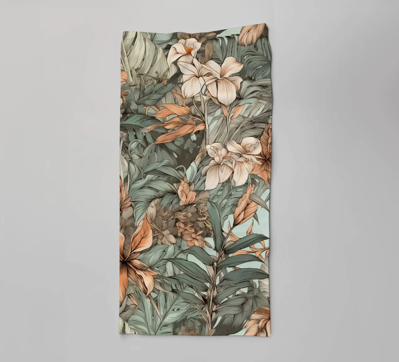 Nature flowers and leaves pattern towel by Justyna Jaszke JBJart