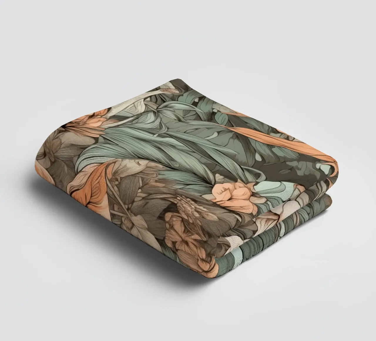Nature flowers and leaves pattern towel by Justyna Jaszke JBJart