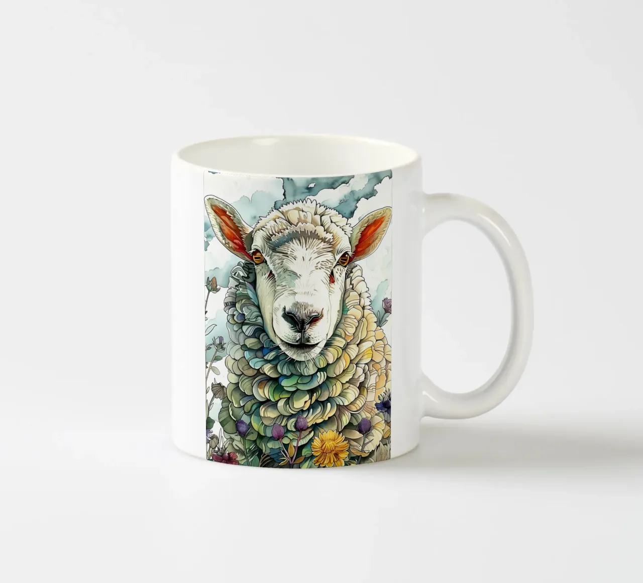 Sheep animal art ceramic mug by Justyna Jaszke JBJart