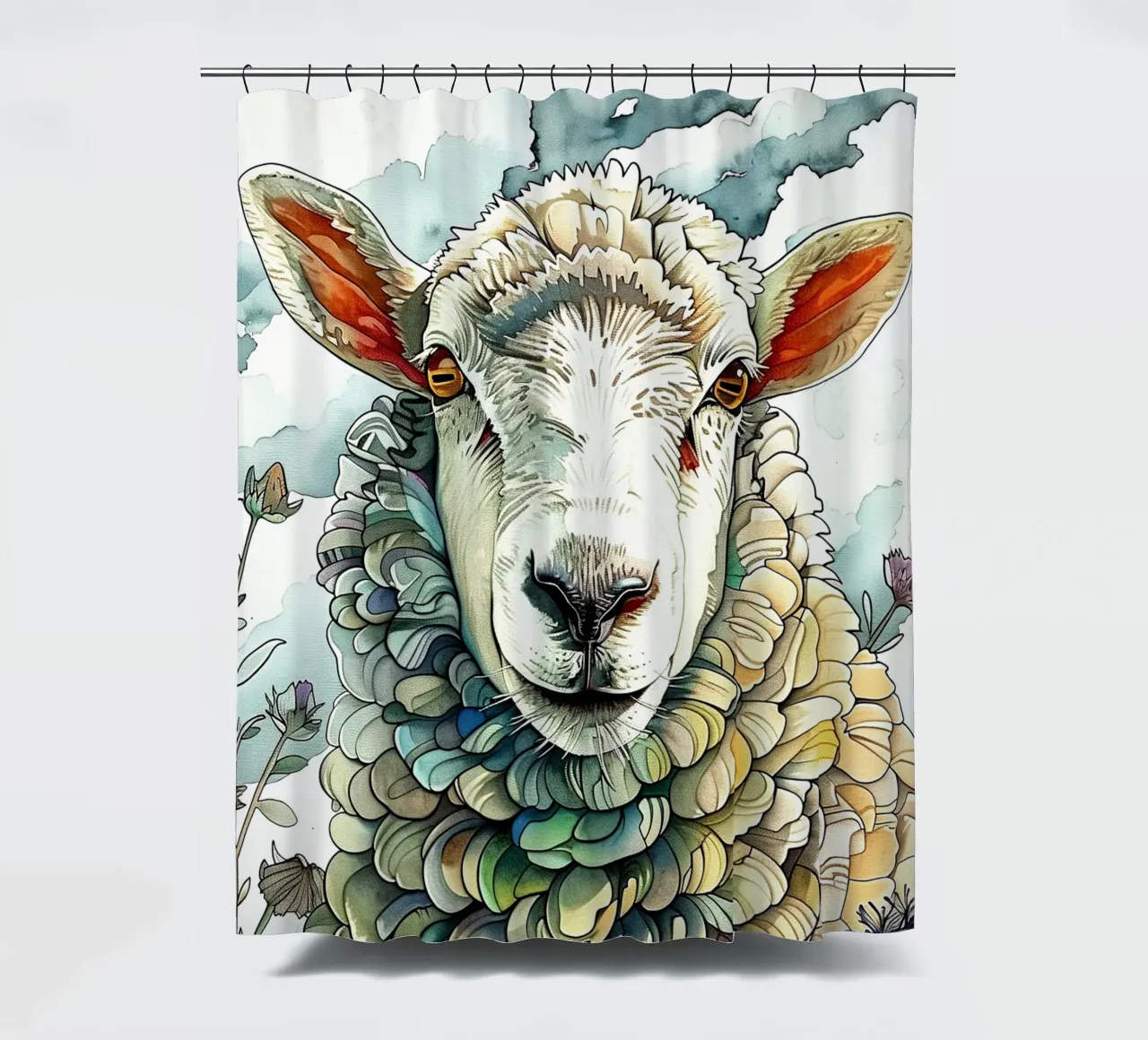 Sheep animal art shower curtain by Justyna Jaszke JBJart