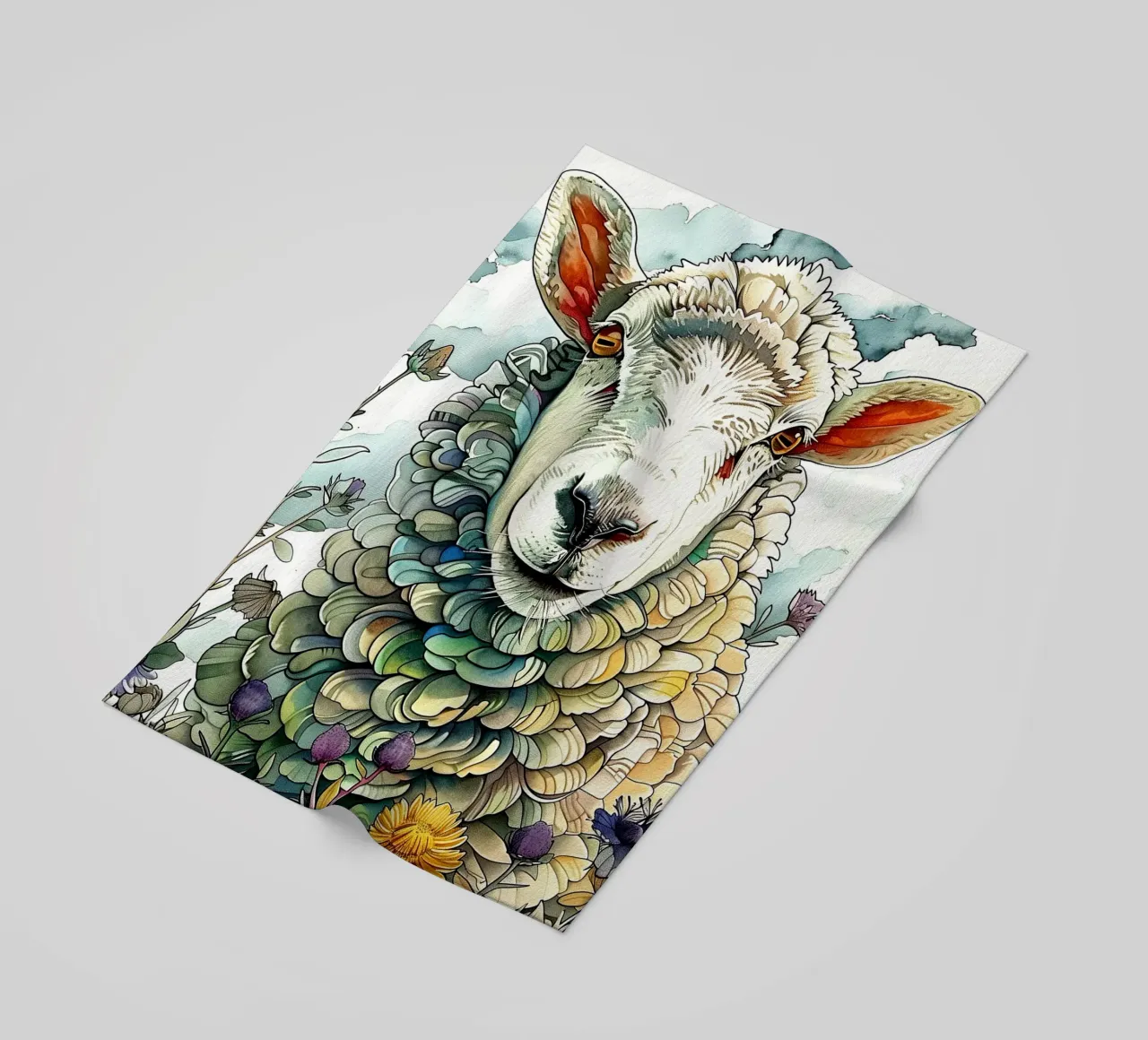 Sheep animal art beach towel by Justyna Jaszke JBJart