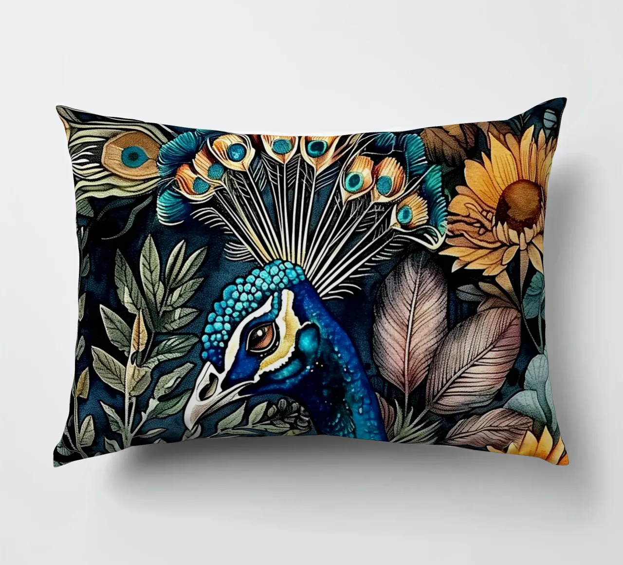 Peacock animal art decorative cushion by Justyna Jaszke JBJart