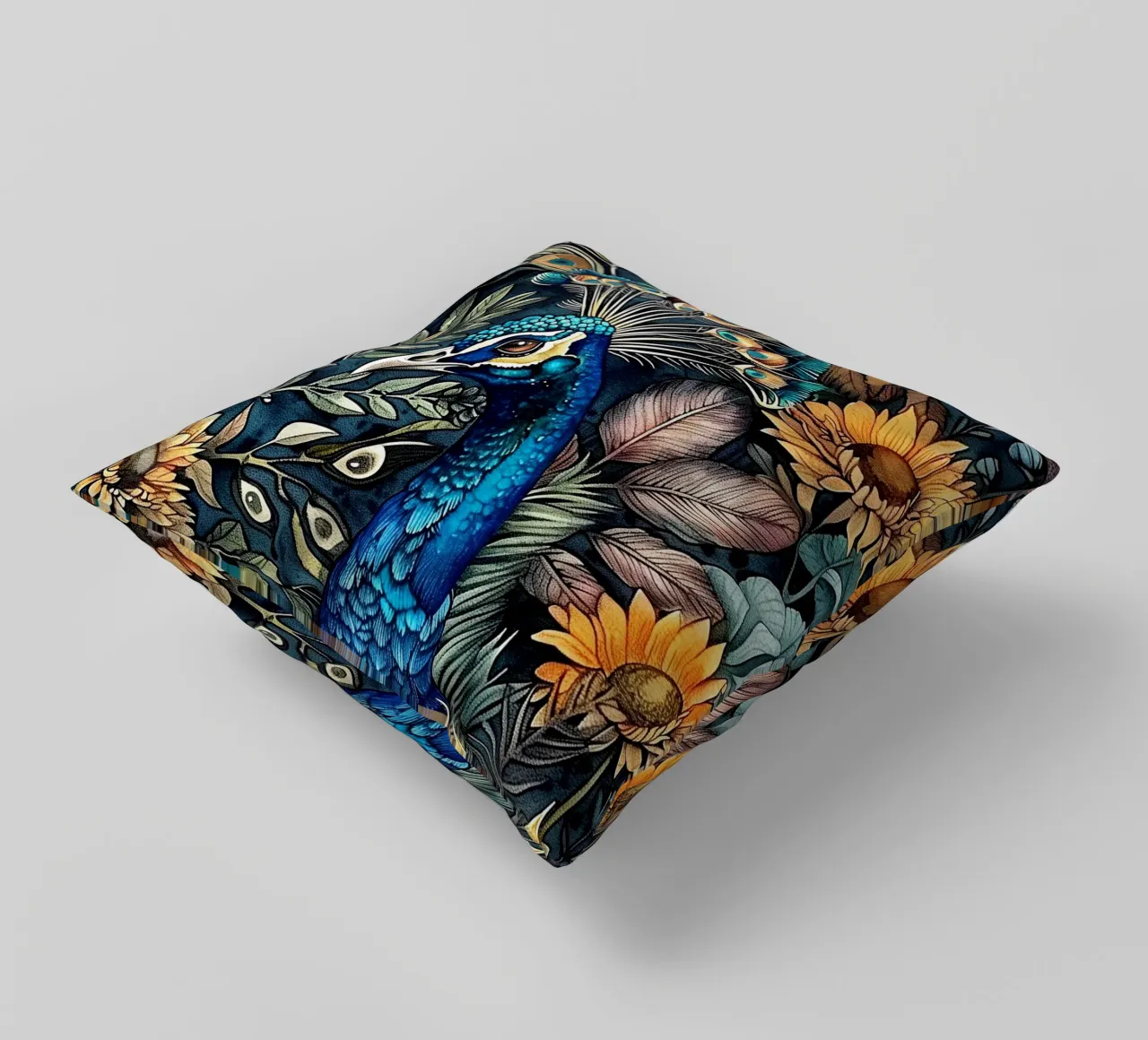 Peacock animal art decorative cushion by Justyna Jaszke JBJart