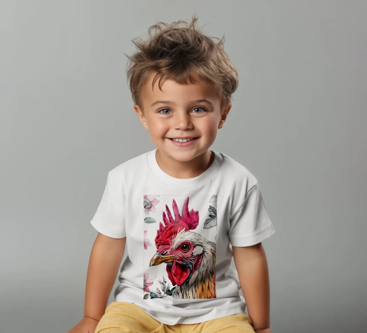 Rooster animal art kids t-shirt by Justyna Jaszke JBJart