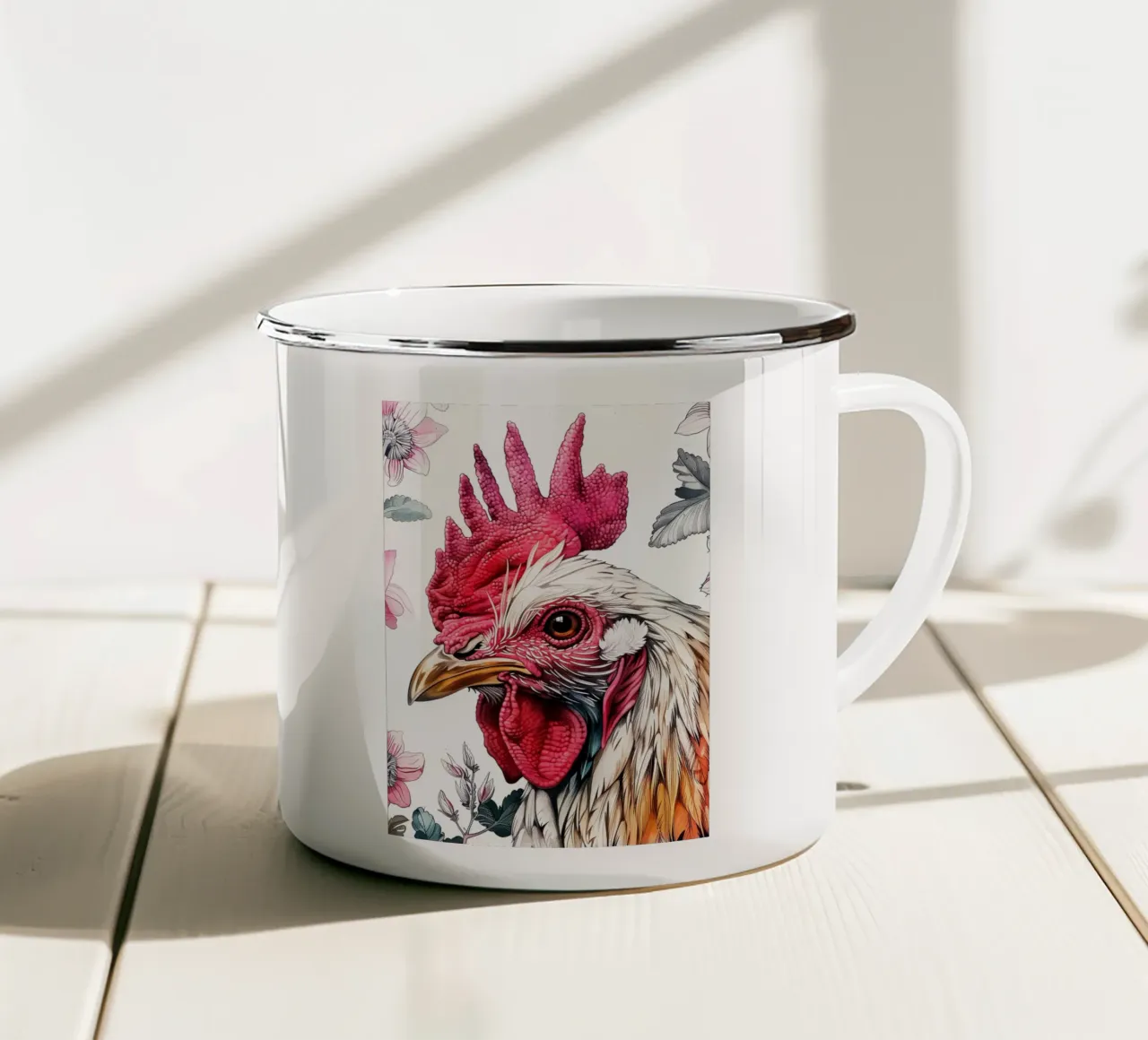 Gallo animale d'arte tazza in smalto da Justyna Jaszke JBJart