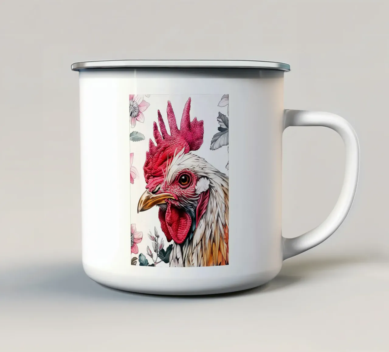 Gallo animale d'arte tazza in smalto da Justyna Jaszke JBJart