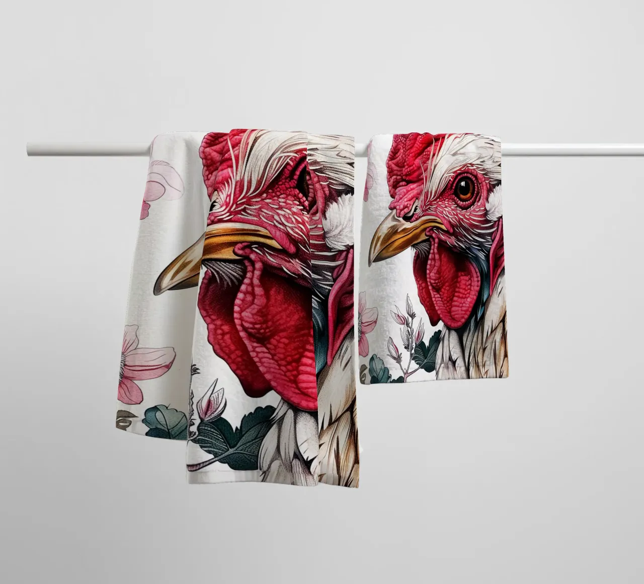 Rooster animal art towel by Justyna Jaszke JBJart
