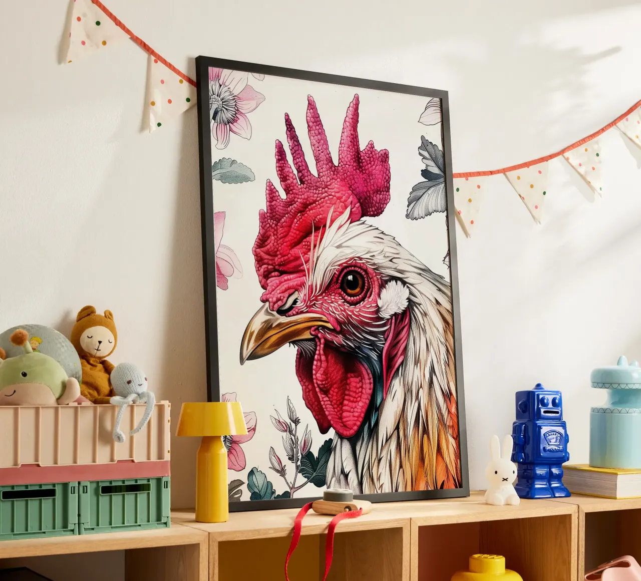Rooster animal art hahnemühle by Justyna Jaszke JBJart