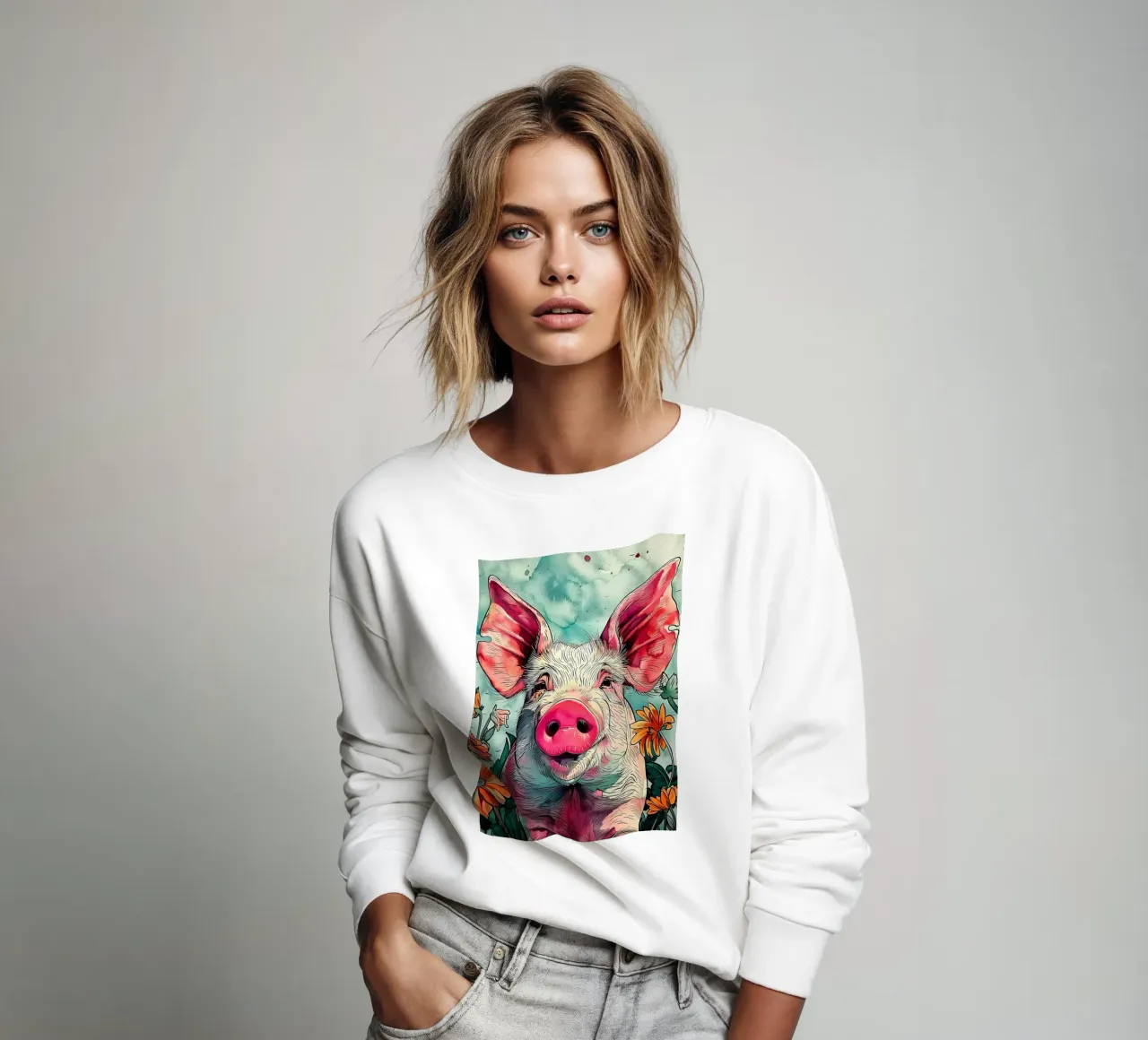 Art de l'animal cochon amusant sweat de Justyna Jaszke JBJart