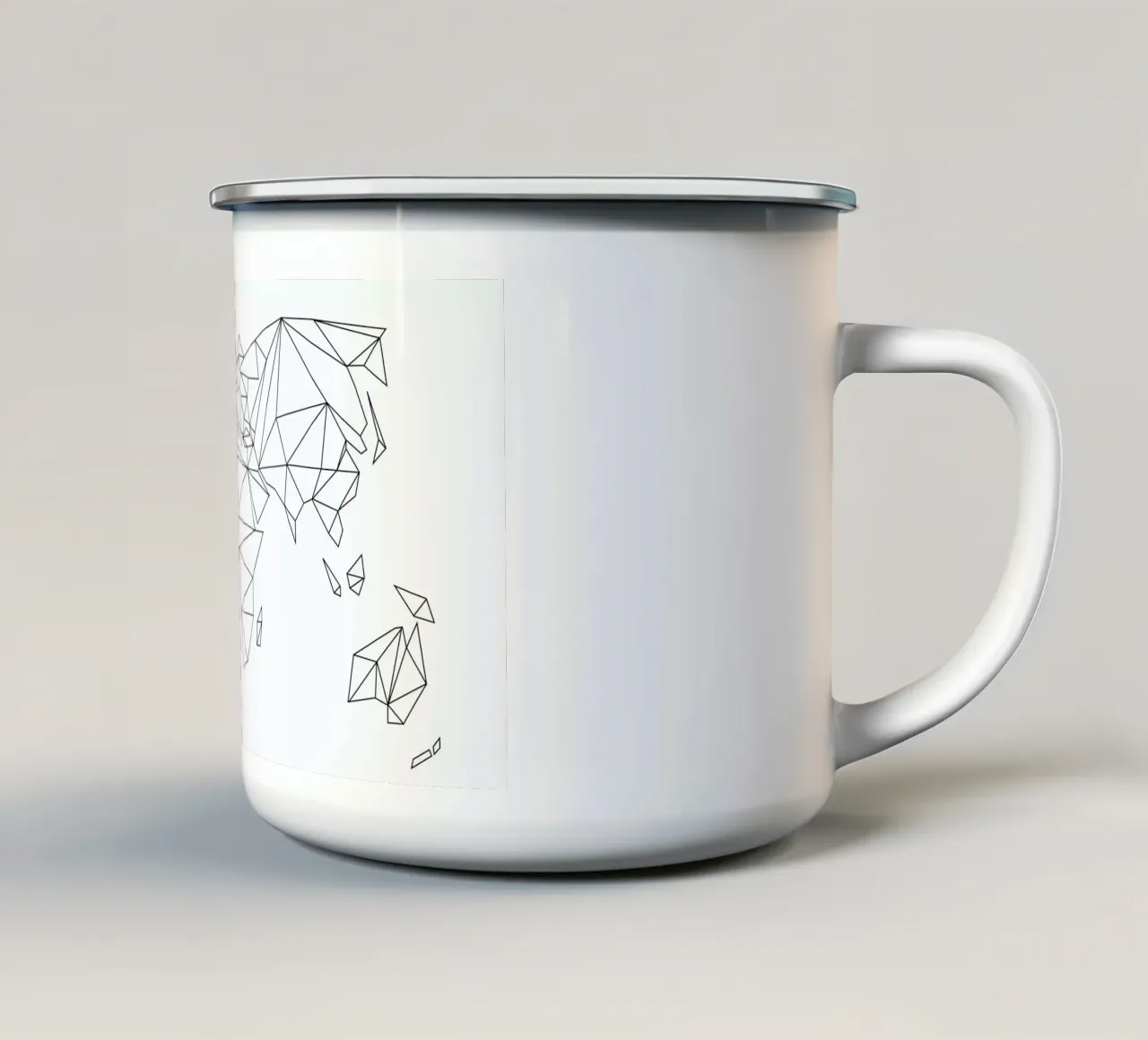 Geometrical World - white tazza in smalto da Studio Nahili