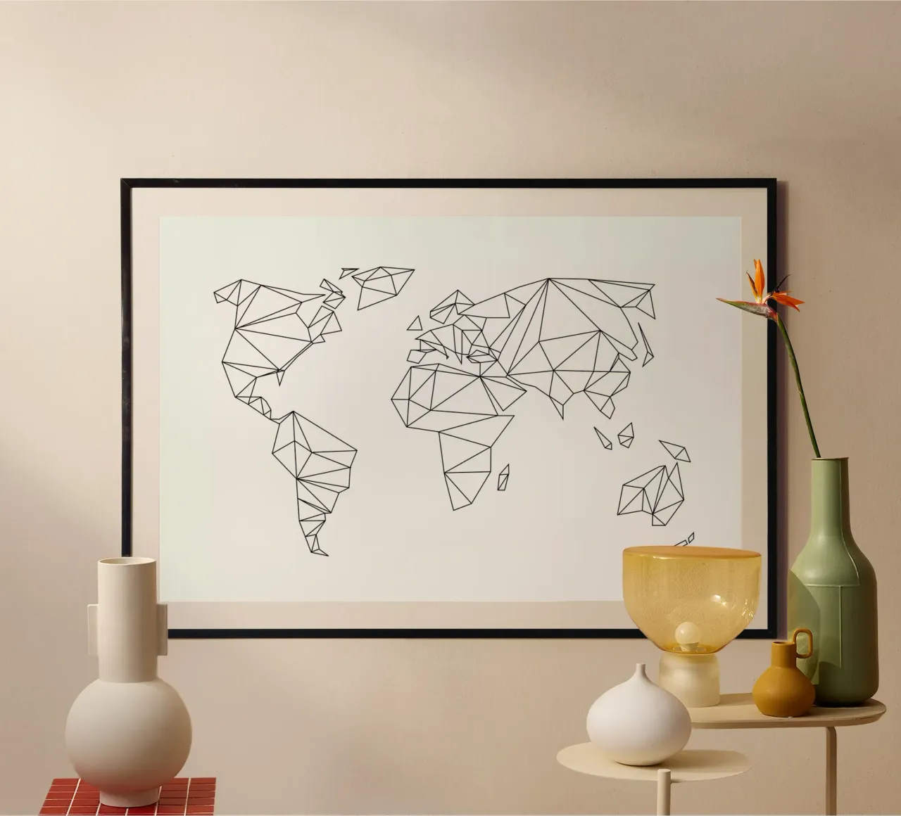 Geometrical World - white Poster von Studio Nahili
