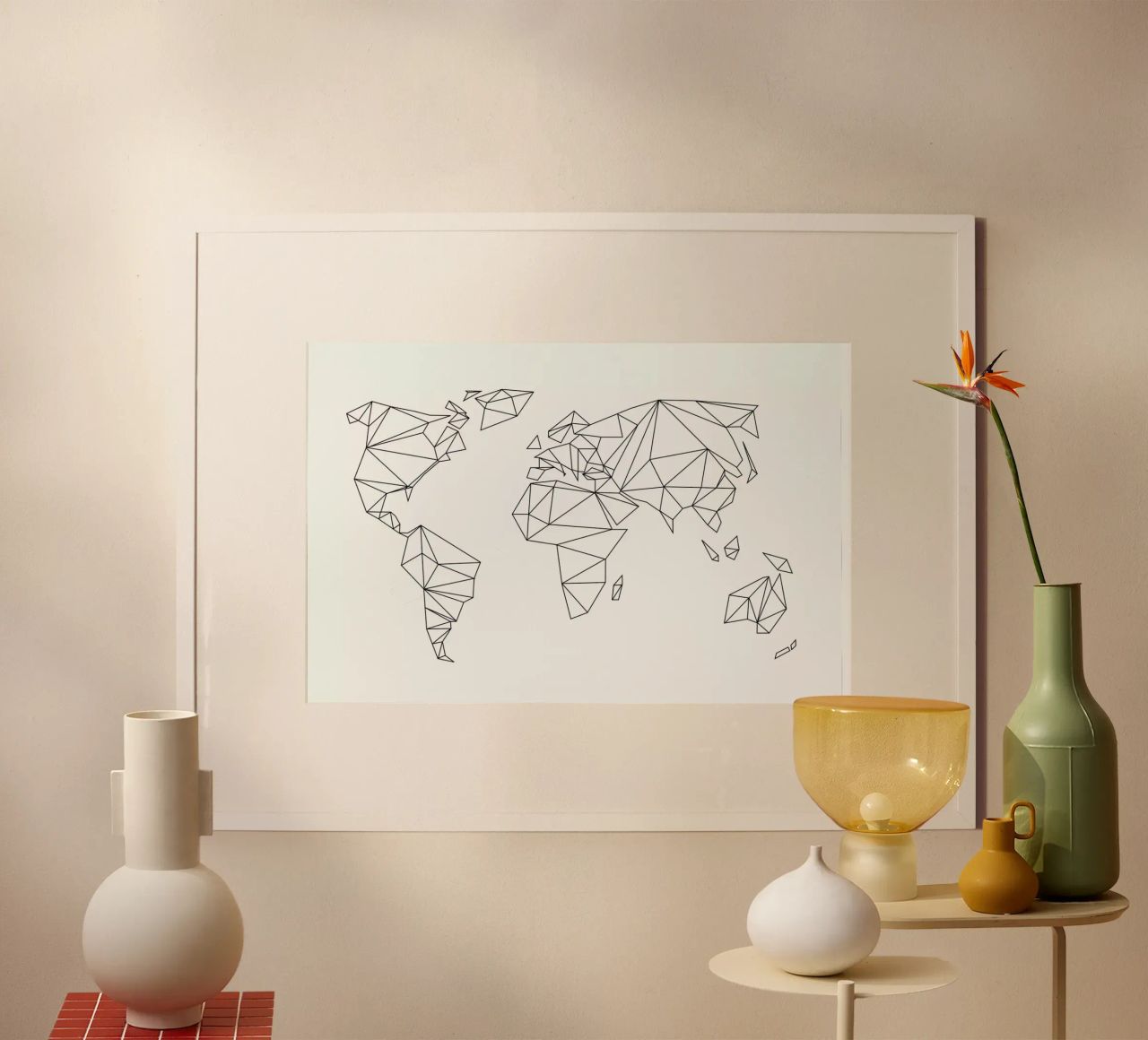 Geometrical World - white poster de Studio Nahili