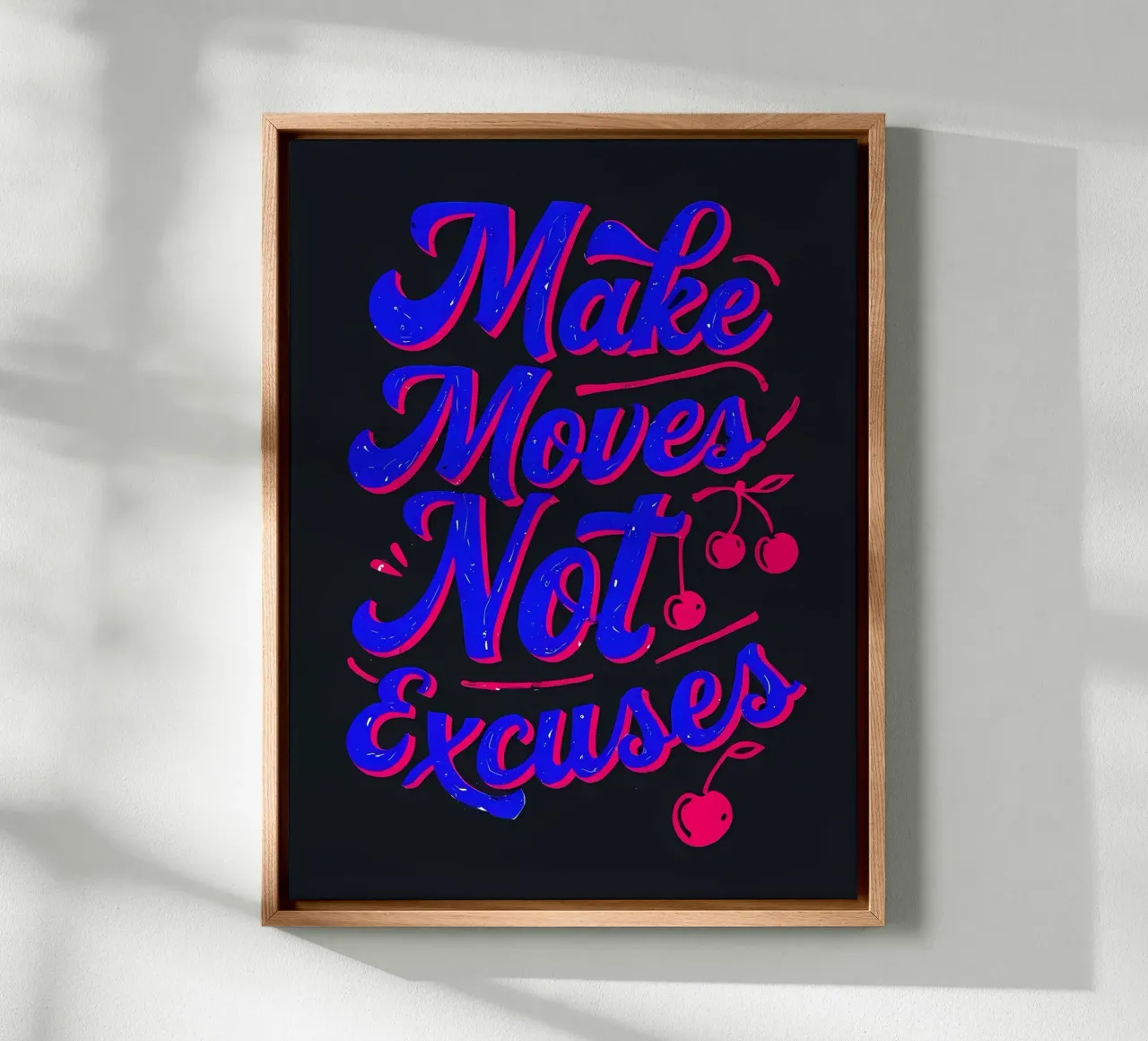Muoversi, non trovare scuse tela con Cornice a cassetta da inspirational quote