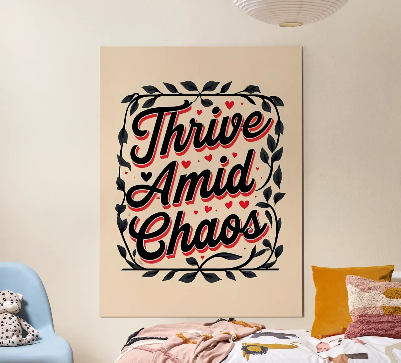 Prosperare in mezzo al caos poster con telaio in legno da inspirational quote