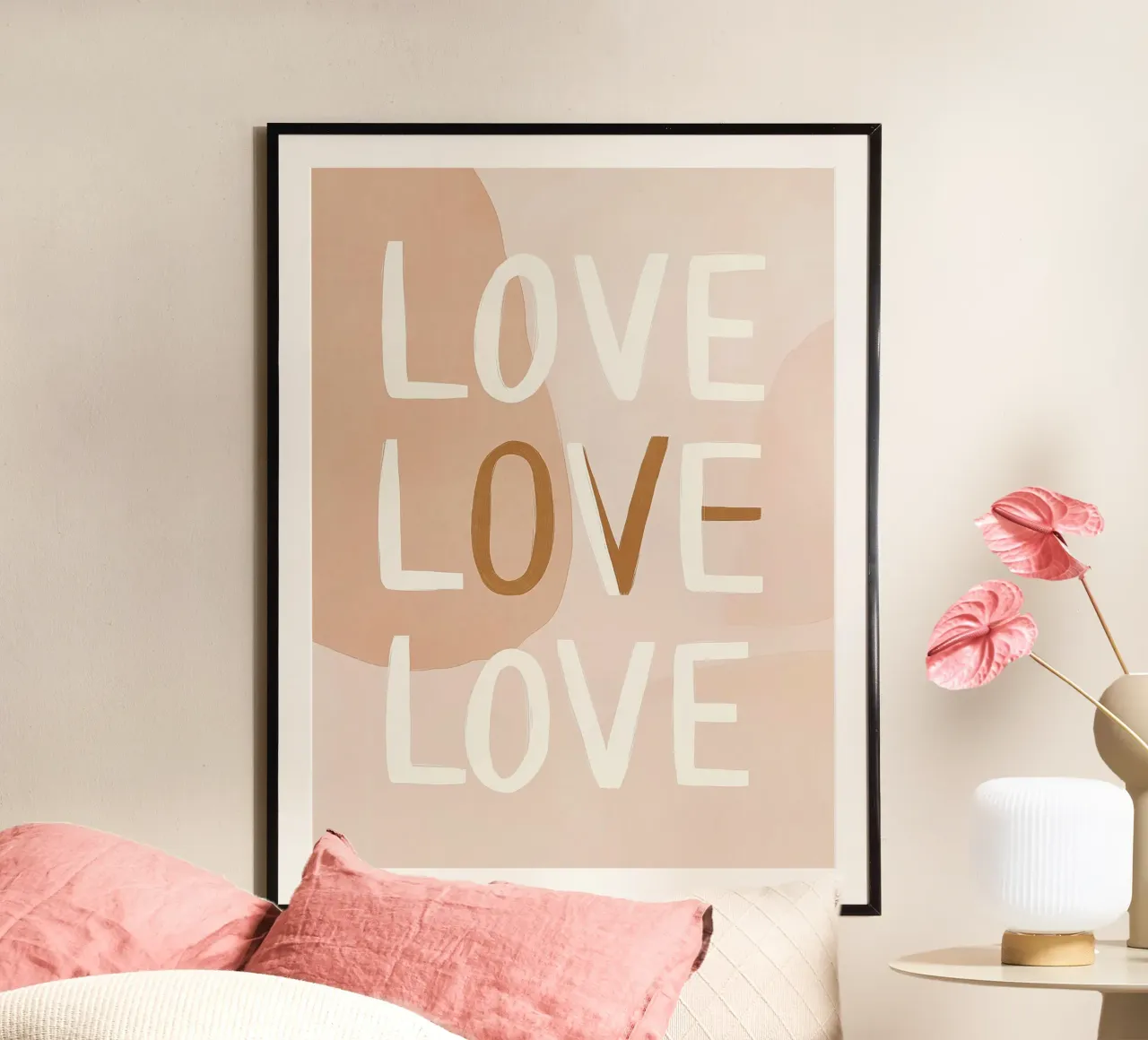Ispirazione Kreative Liebes poster con telaio in legno da Carinaprint