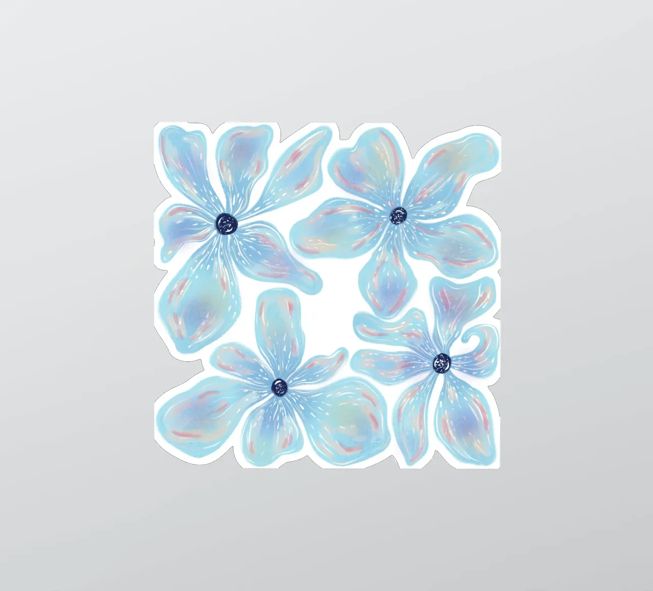 Fiore blu fluttuante - Modello adesivo da Illustration Raissa Oltmanns