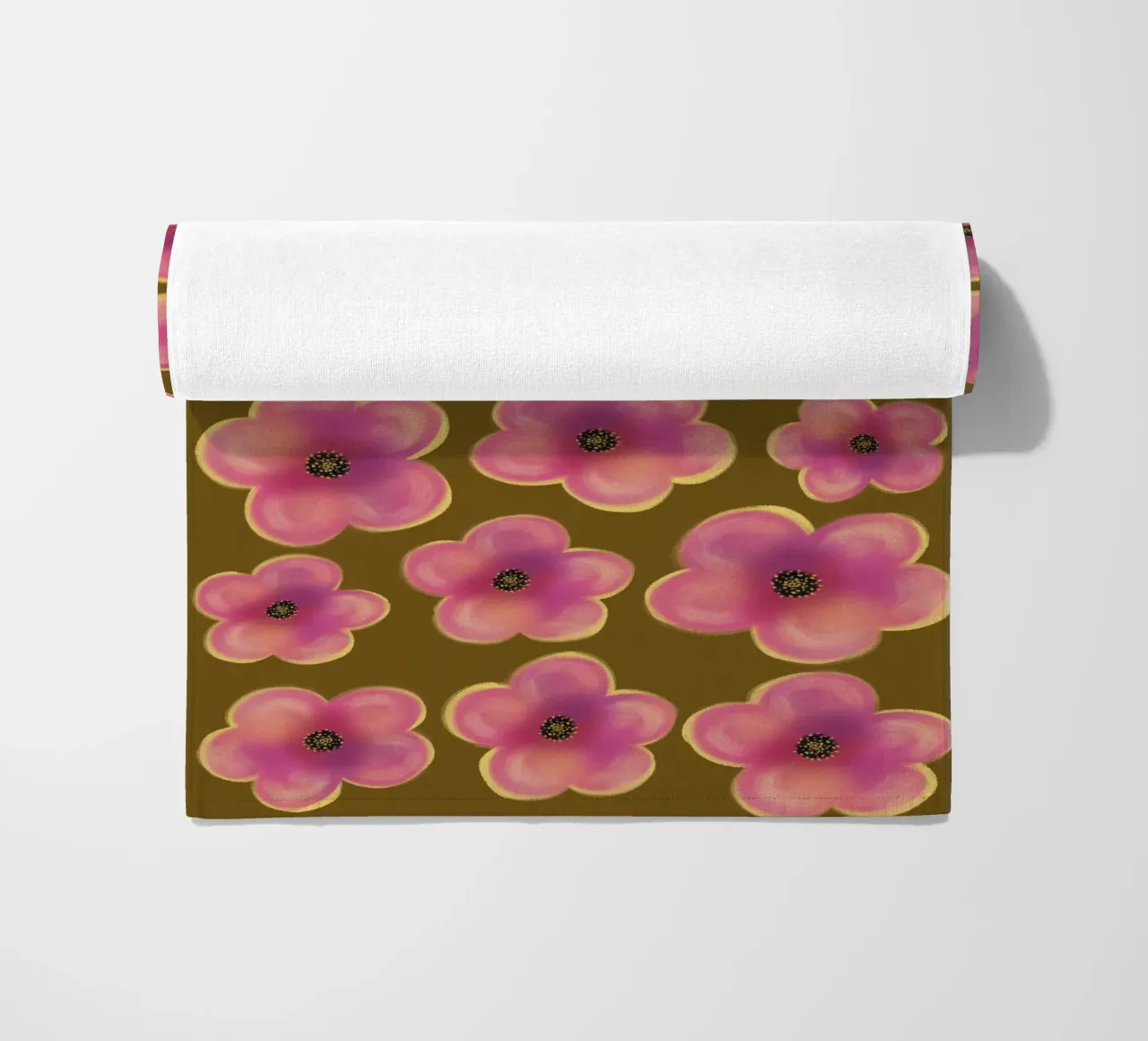 Bold Pink Blossom -Pattern telo mare da Illustration Raissa Oltmanns
