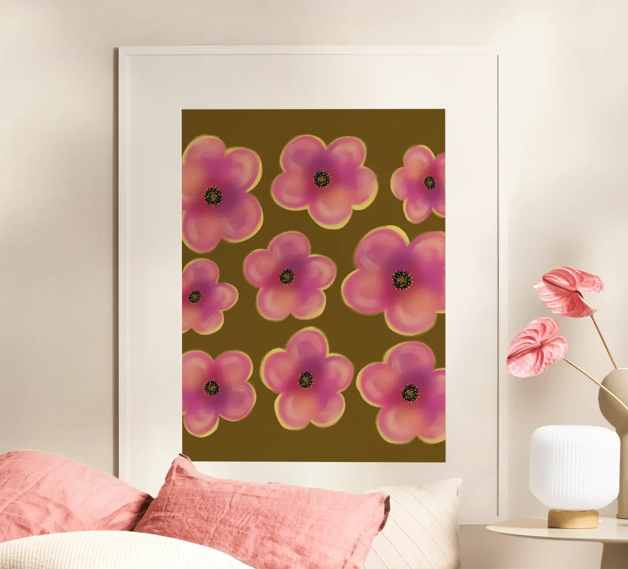 Bold Pink Blossom -Pattern carta hahnemühle da Illustration Raissa Oltmanns