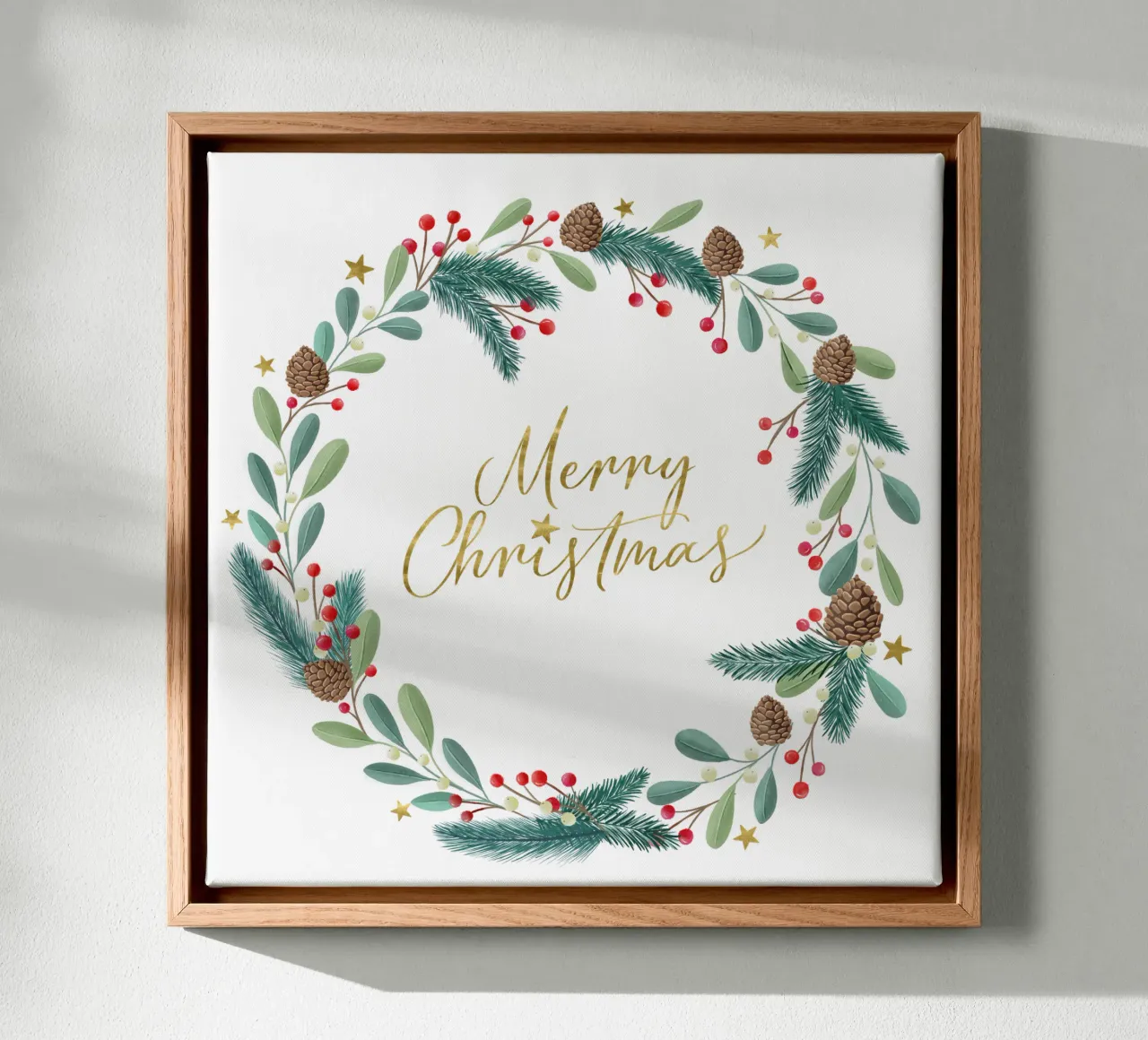 Corona d'Avvento, corona di Natale, calligrafia, Buon Natale tela con Cornice a cassetta da CalliLetters