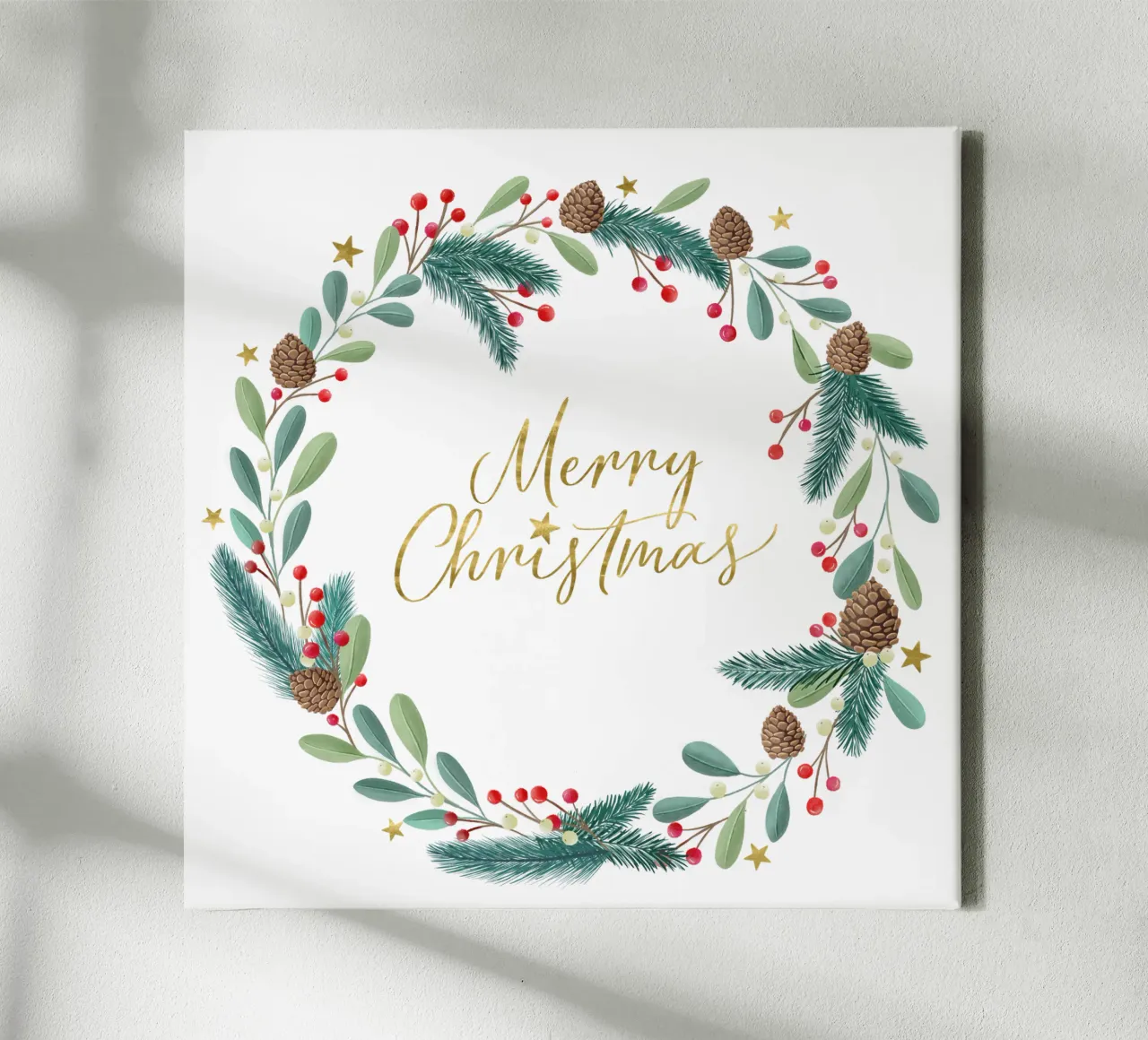 Corona d'Avvento, corona di Natale, calligrafia, Buon Natale tela con Cornice a cassetta da CalliLetters