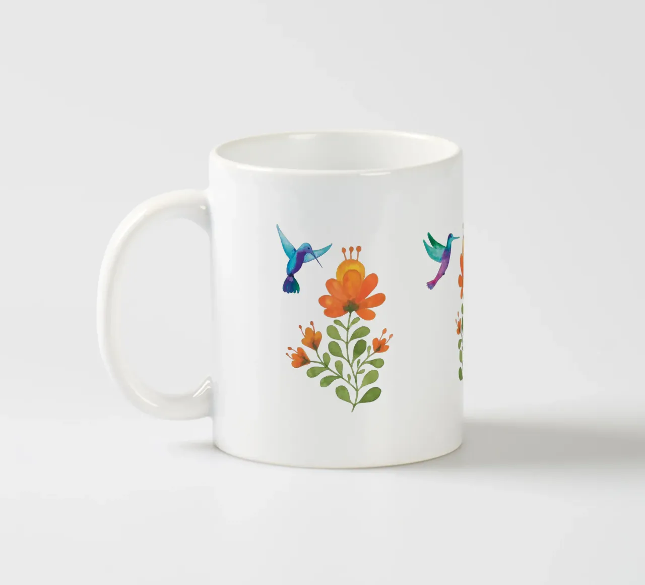 Kolibri und Blumen Keramik Tasse von Stefanie Guckau