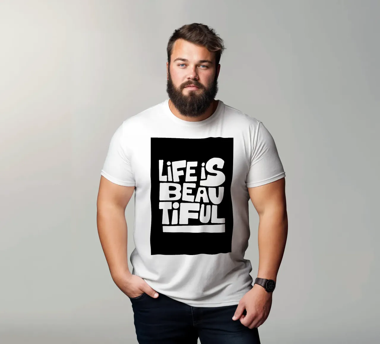 Life is Beautiful Typography t-shirt da ramosashop