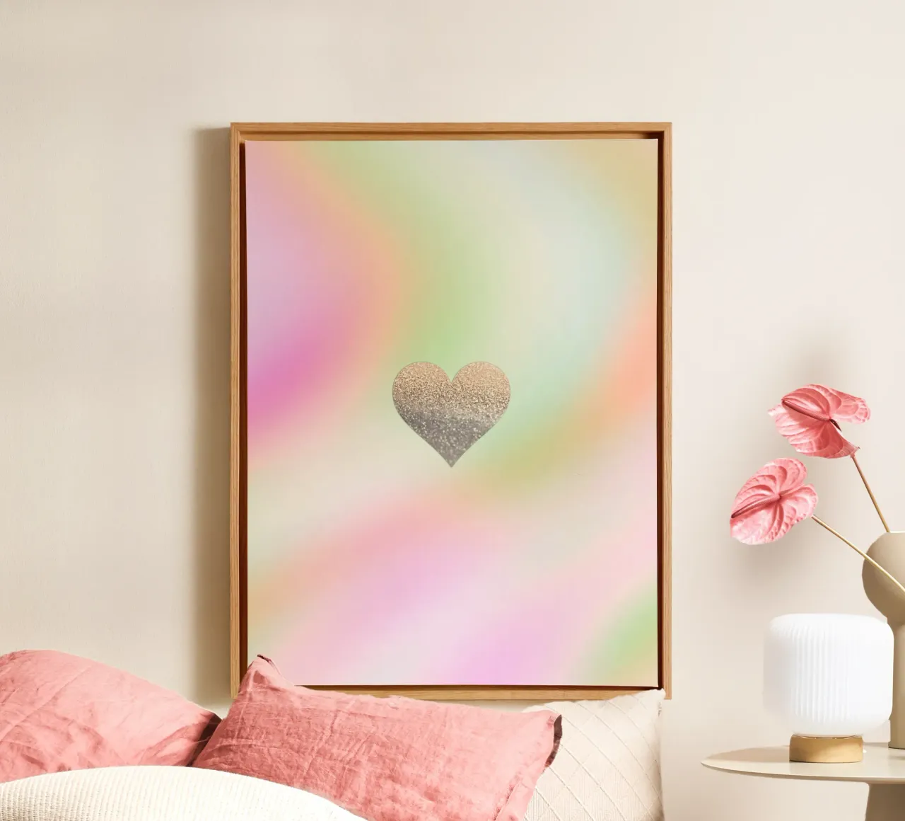 Gouden hart regenboog canvas met Baklijst van Monika Strigel