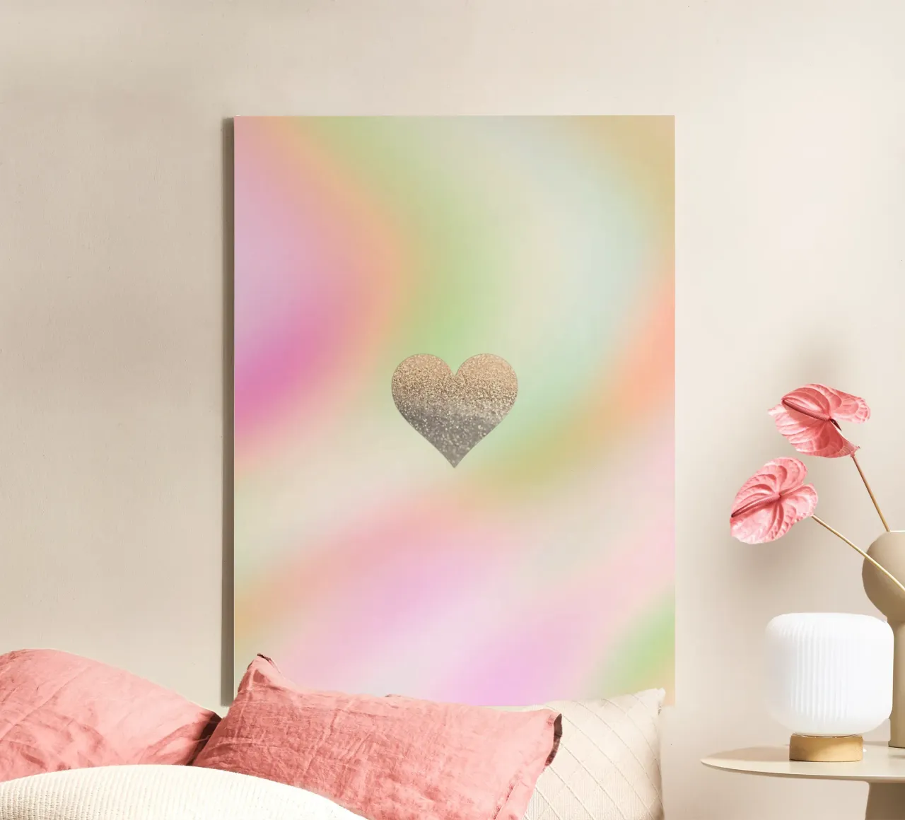 Gouden hart regenboog canvas met Baklijst van Monika Strigel