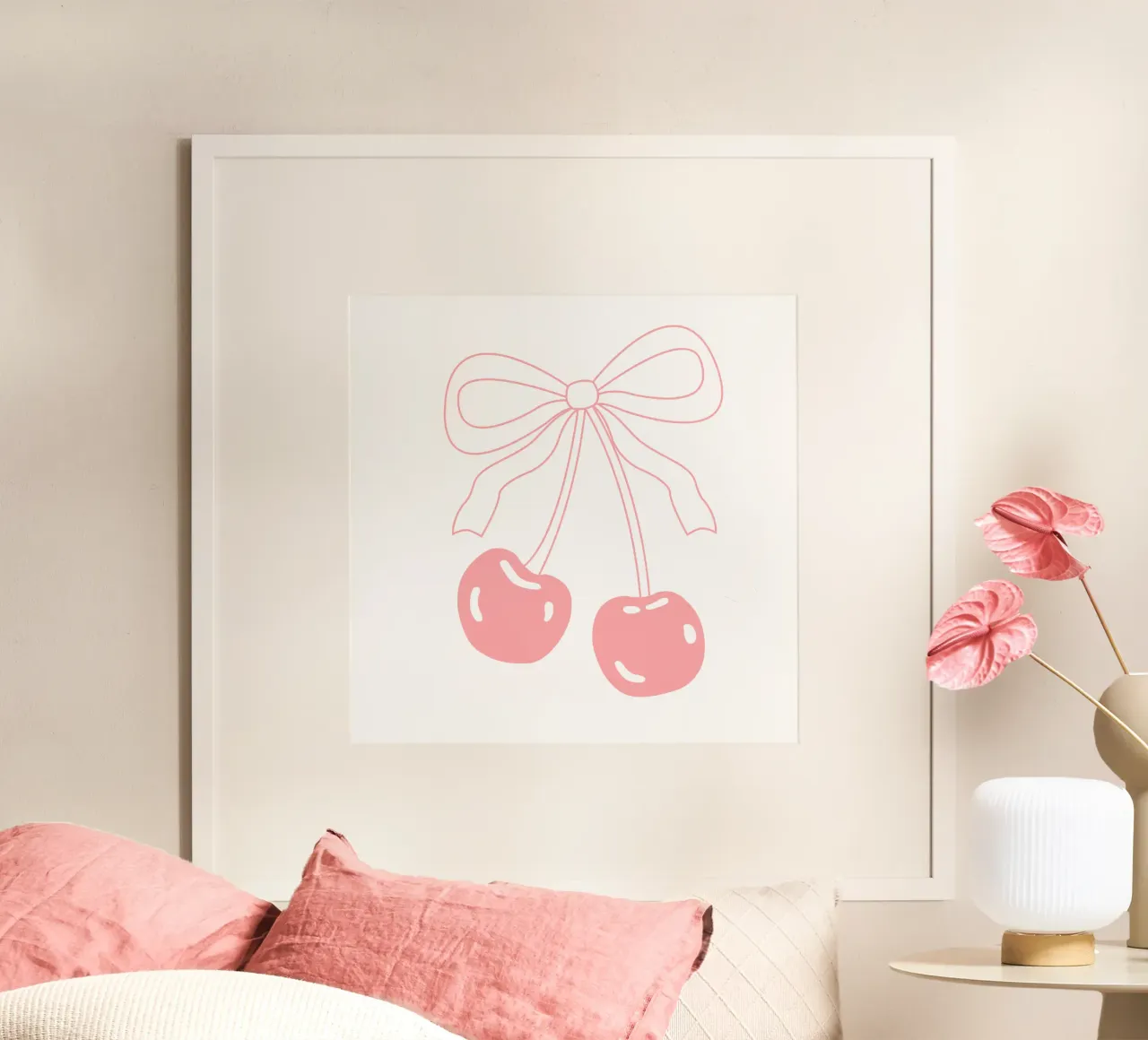 pink girly bow Coquette aesthetic poster con telaio in legno da pdigitalprints