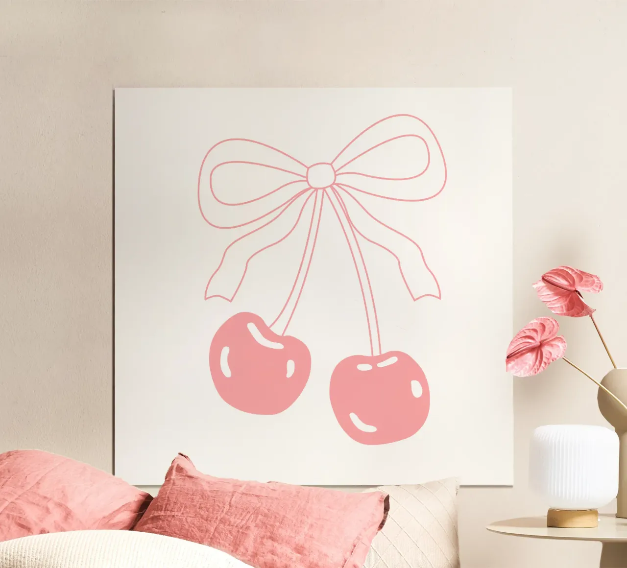 pink girly bow Coquette aesthetic poster con telaio in legno da pdigitalprints
