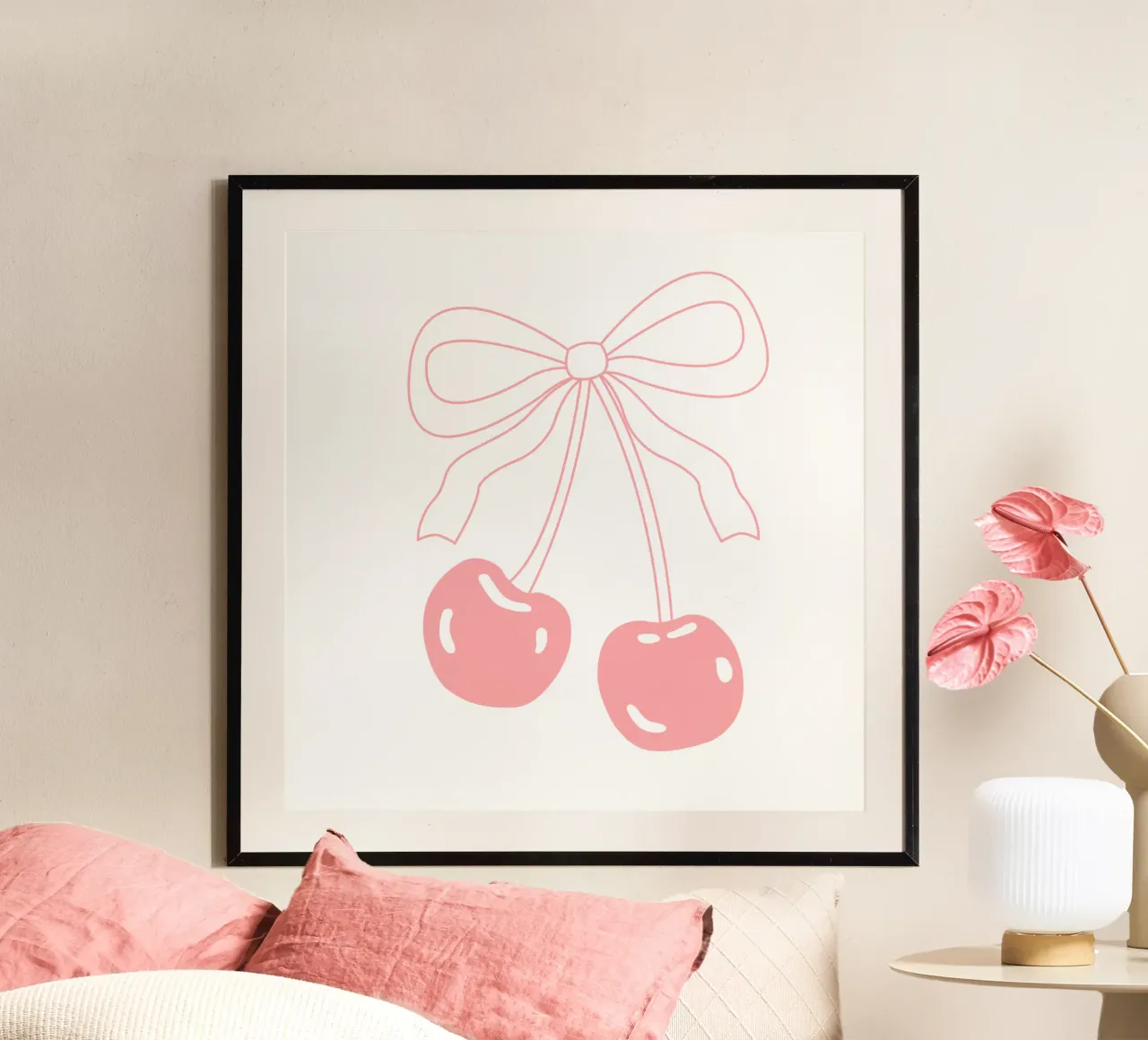 pink girly bow Coquette aesthetic poster con telaio in legno da pdigitalprints