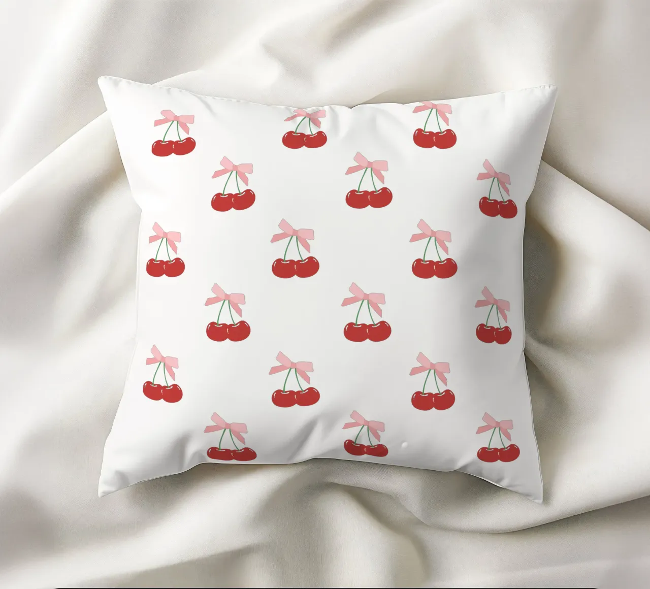 Red Cherry Bow Print Coquette Kissen von pdigitalprints