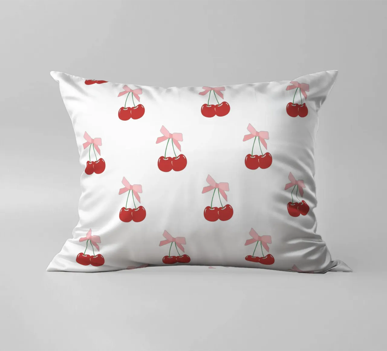 Red Cherry Bow Print Coquette Kissen von pdigitalprints