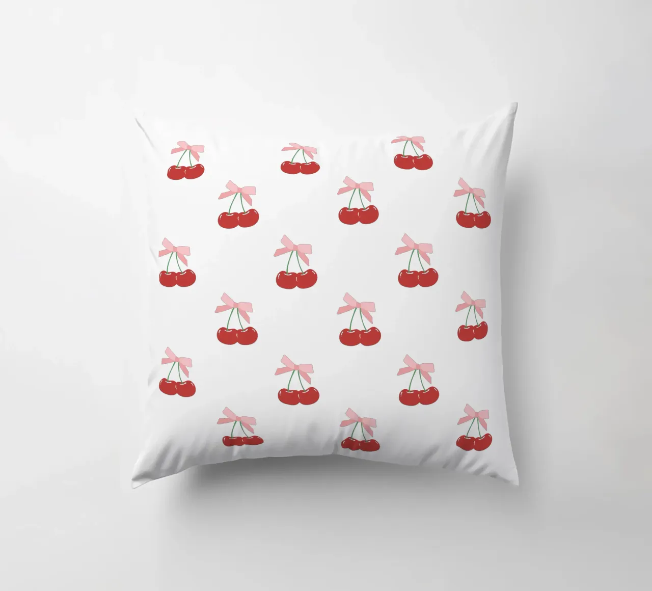 Red Cherry Bow Print Coquette Kissen von pdigitalprints